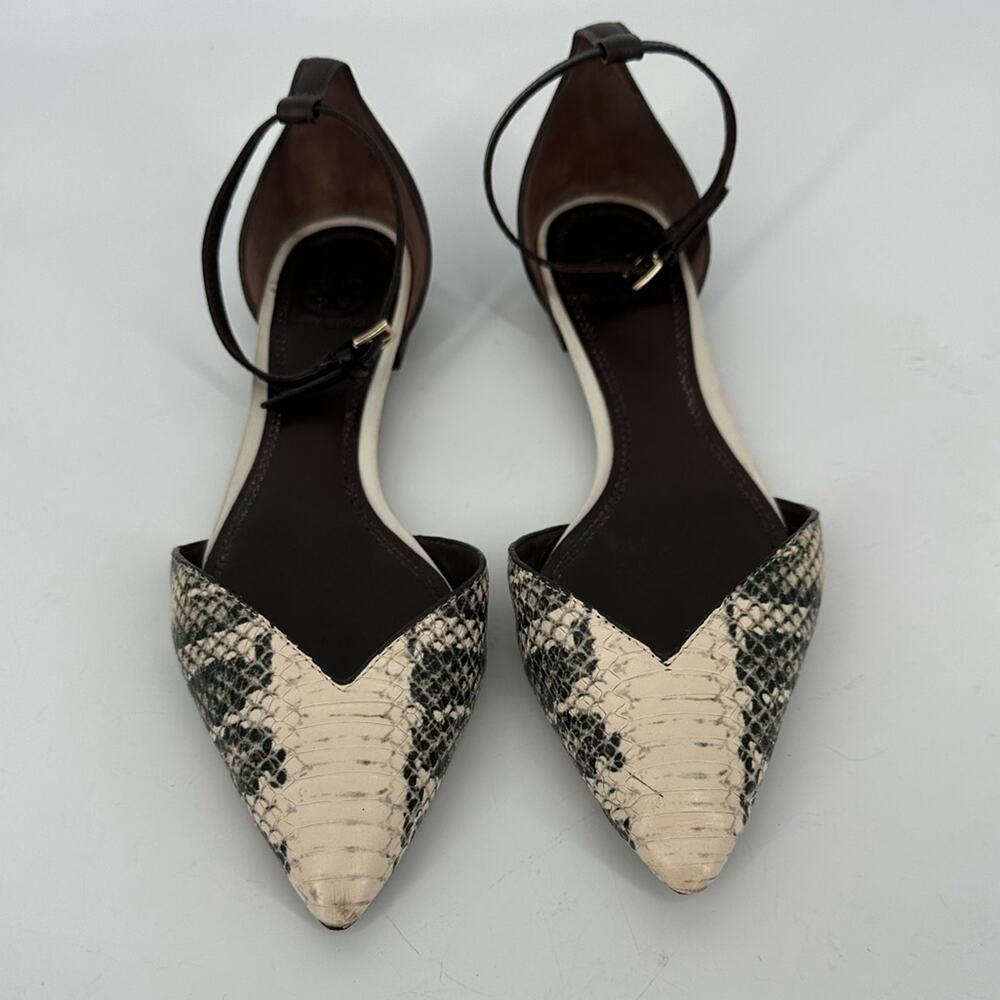 Tory Burch V Cut Ankle Strap Python Pointed Toe F… - image 2